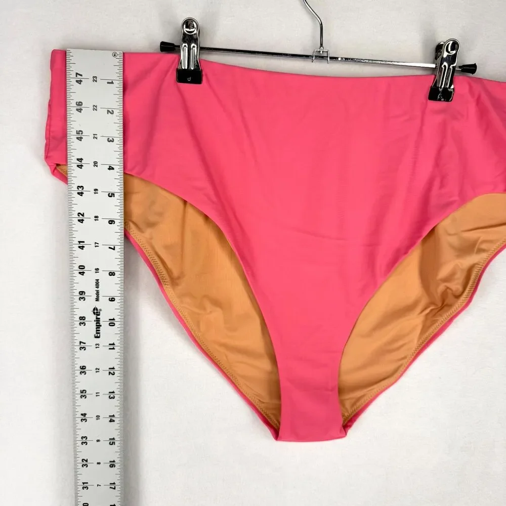 J.Crew High Rise Bikini Bottom Bathing suit Pink Ladies‎ Size 3X NEW BF178 TRO